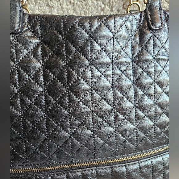 EUC B. Makowsky quilted black leather purse chain strap zip enclosure hobo bag - Picture 6 of 16
